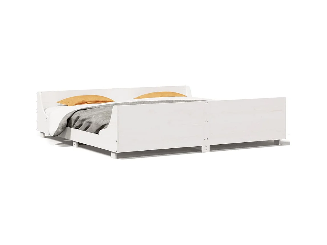 Cadre de lit sans matelas blanc 200x200 cm bois massif de pin