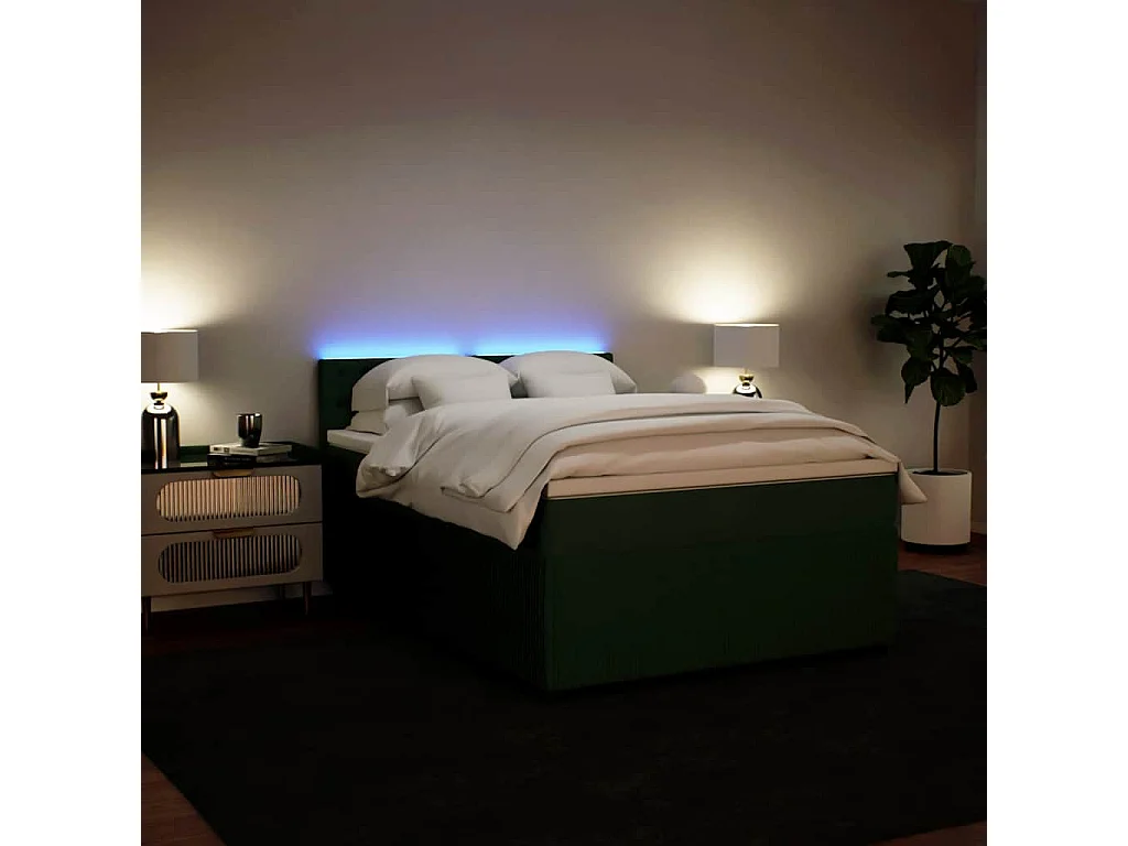 Sommier à lattes de lit et matelas Vert foncé 160x200cm Velours