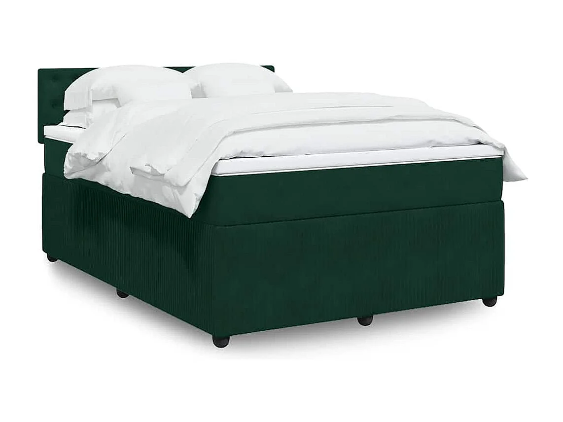 Boxspring met matras fluweel donkergroen 160x200 cm