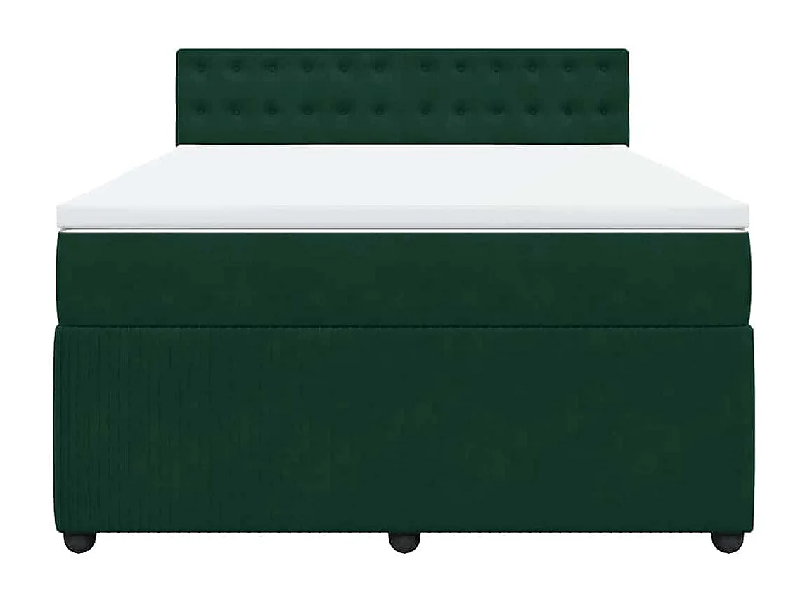 Boxspring met matras fluweel donkergroen 160x200 cm