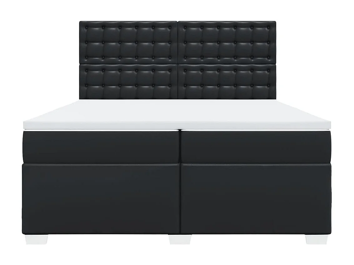 Sommier à lattes de lit avec matelas Noir 200x200 cm Similicuir