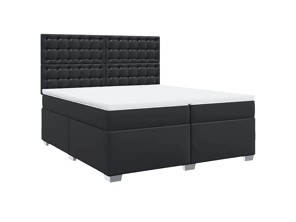 Sommier à lattes de lit avec matelas Noir 200x200 cm Similicuir