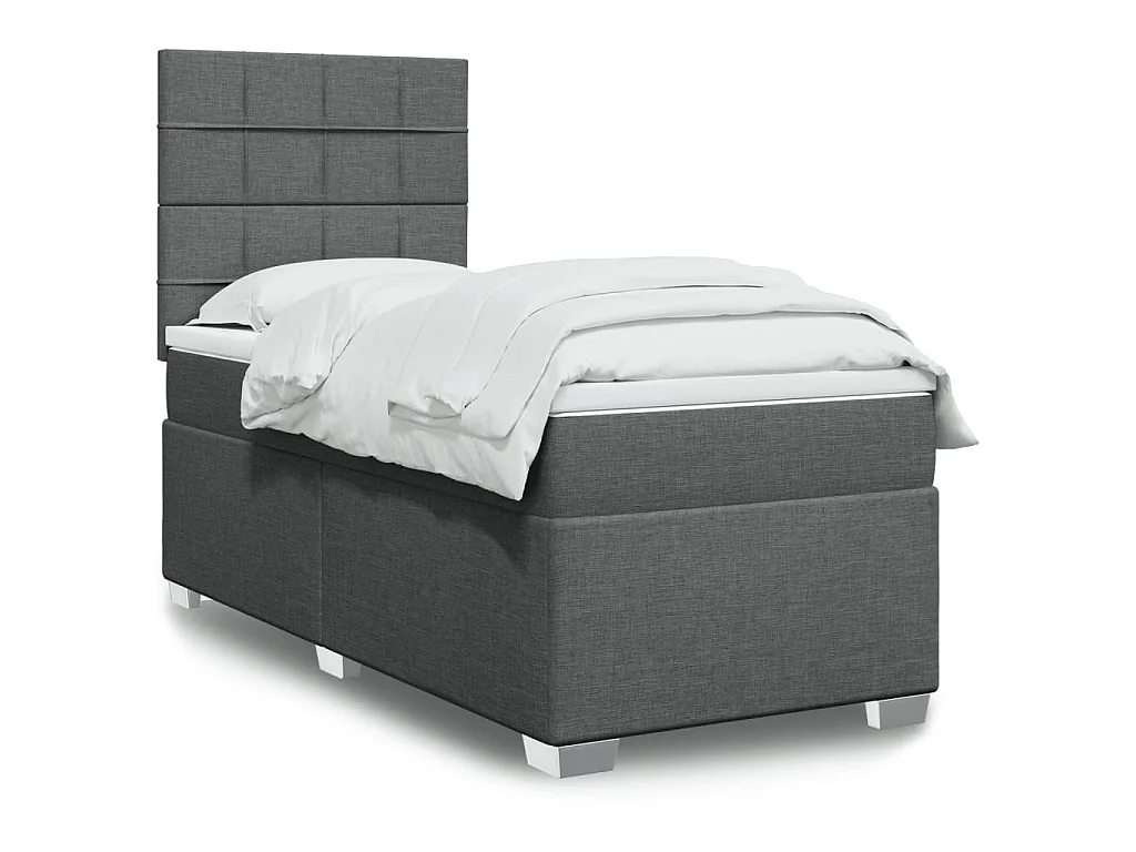 Cama com molas/colchão 90x190 cm tecido cinza-escuro