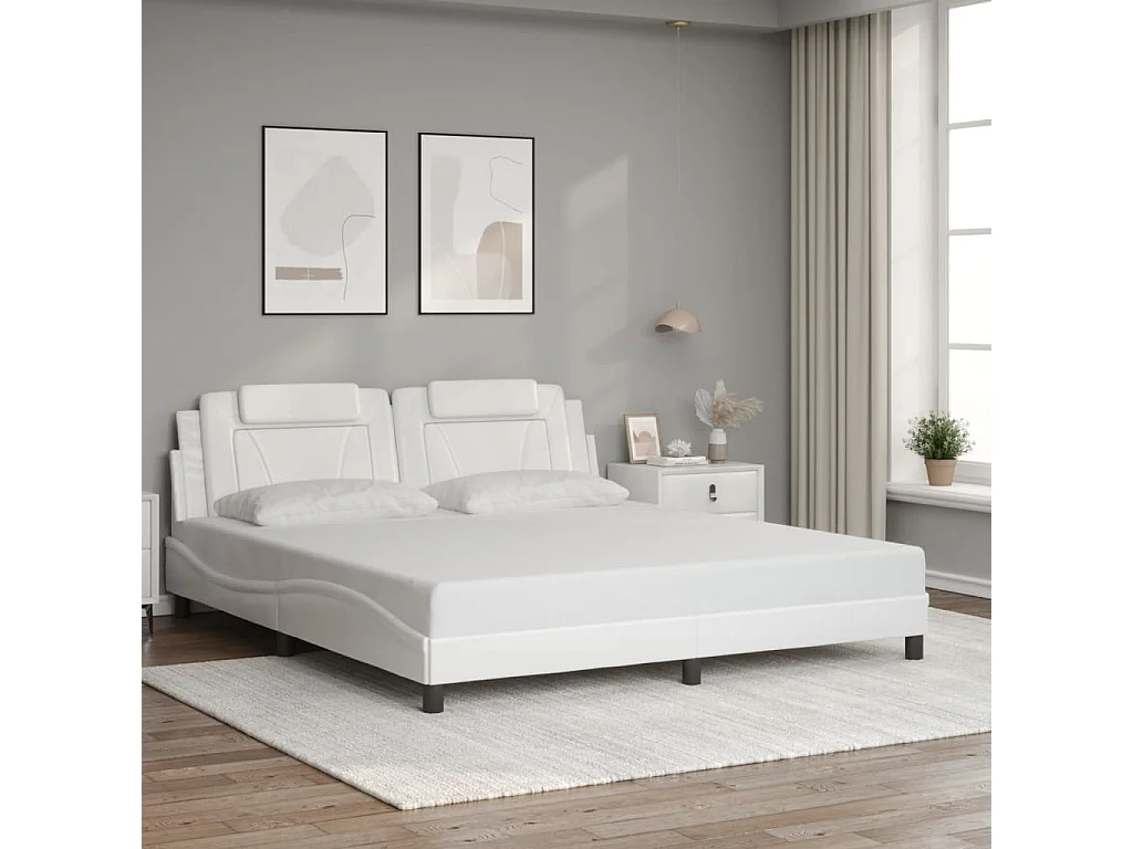 Cadre de lit Viana avec LED sans matelas blanc 180x200 cm
