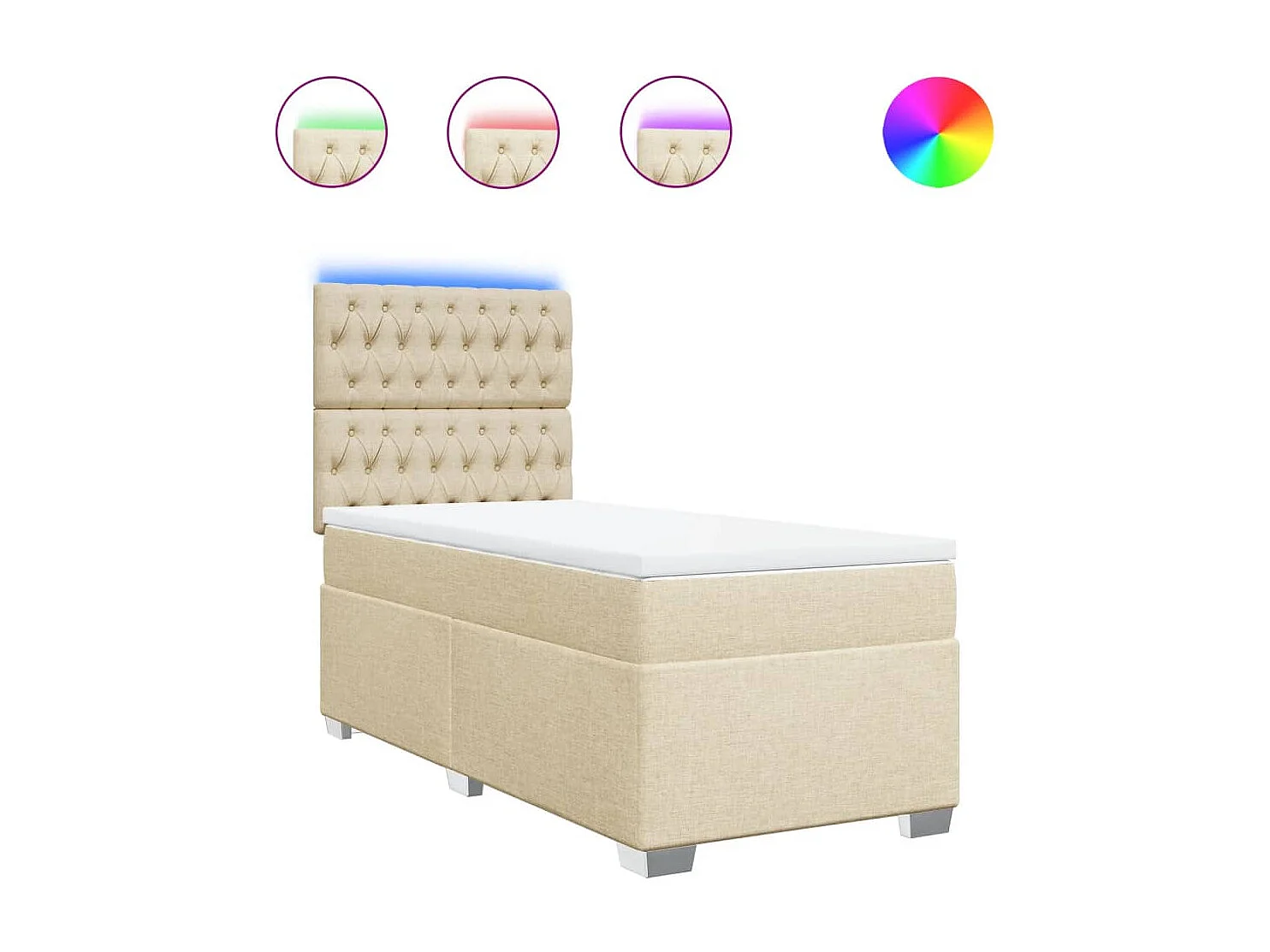 Sommier à lattes de lit avec matelas Crème 100x200 cm Tissu