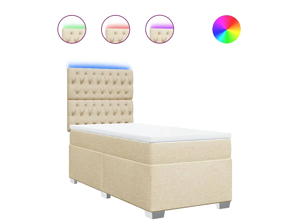 Boxspringbett mit Matratze Creme 100x200 cm Stoff