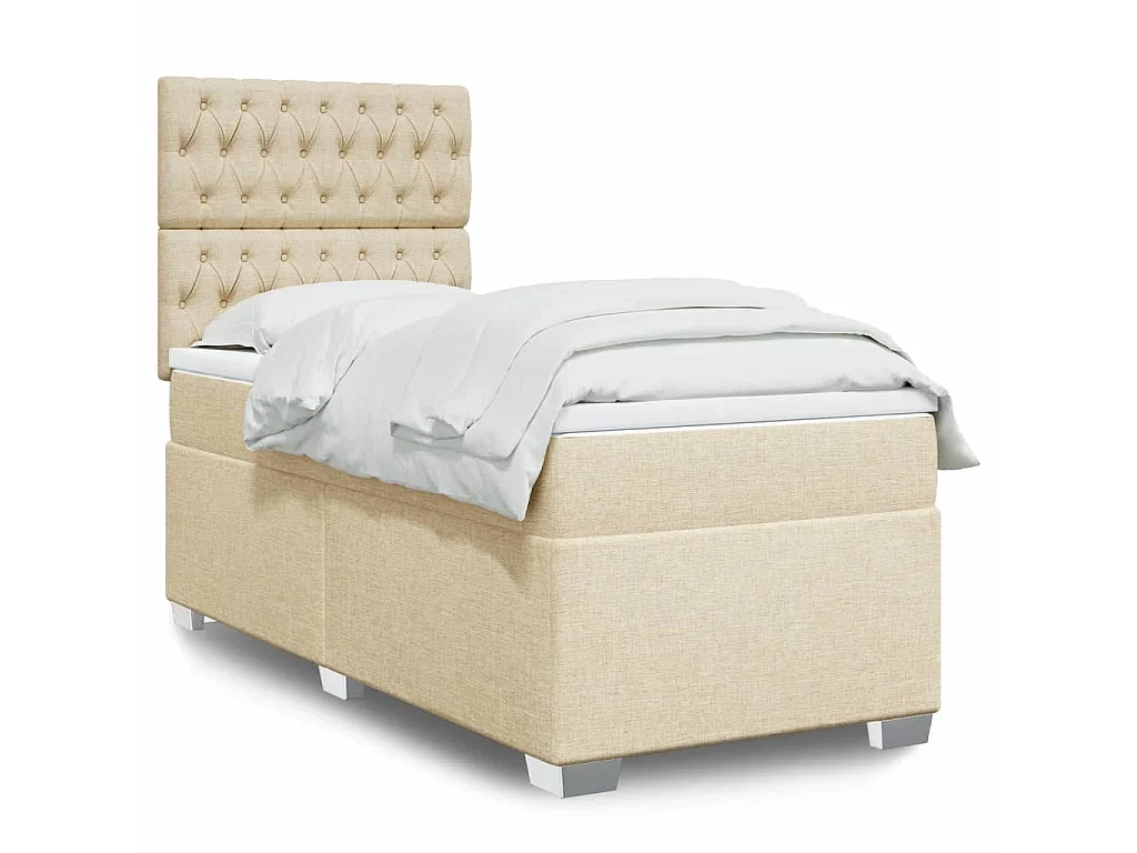 Boxspringbett mit Matratze Creme 100x200 cm Stoff