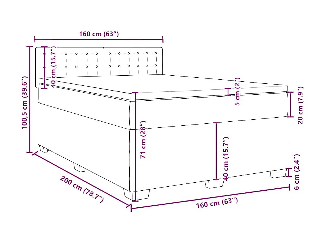 Boxspring met matras fluweel blauw 160x200 cm