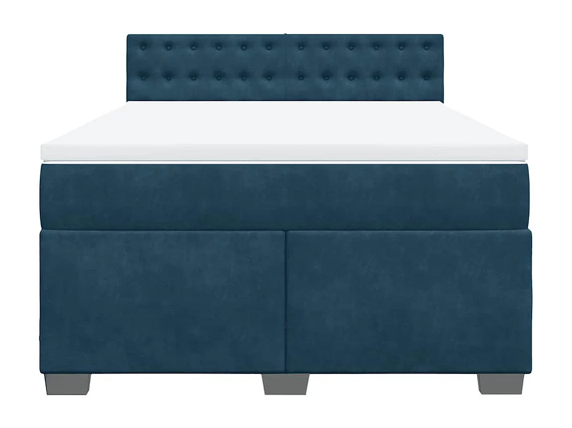 Boxspring met matras fluweel blauw 160x200 cm