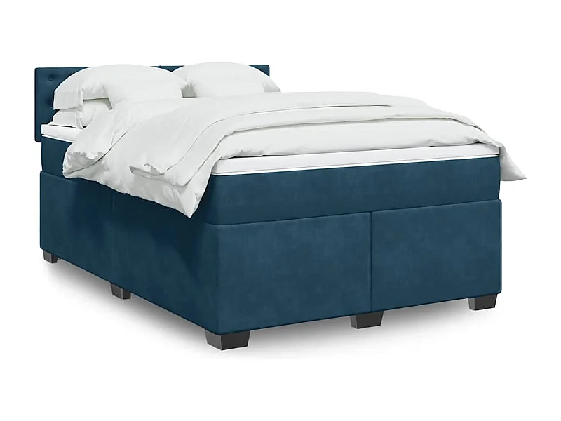 Boxspring met matras fluweel blauw 160x200 cm
