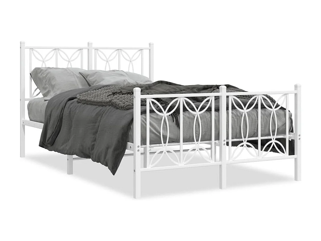 Estrutura de cama com cabeceira e pés 120x200 cm metal branco