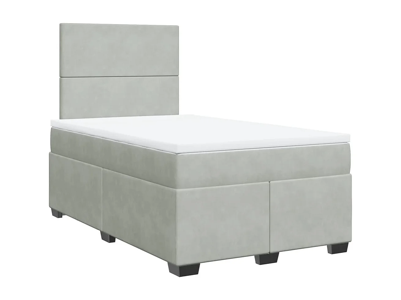 Cama box spring con colchón terciopelo gris claro 120x200 cm