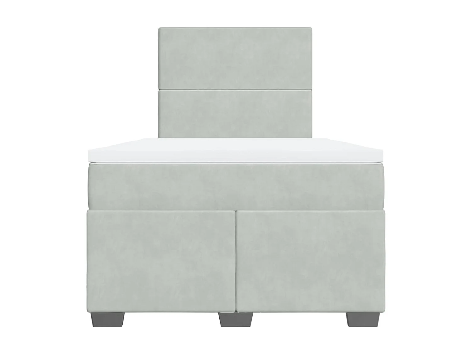 Cama box spring con colchón terciopelo gris claro 120x200 cm