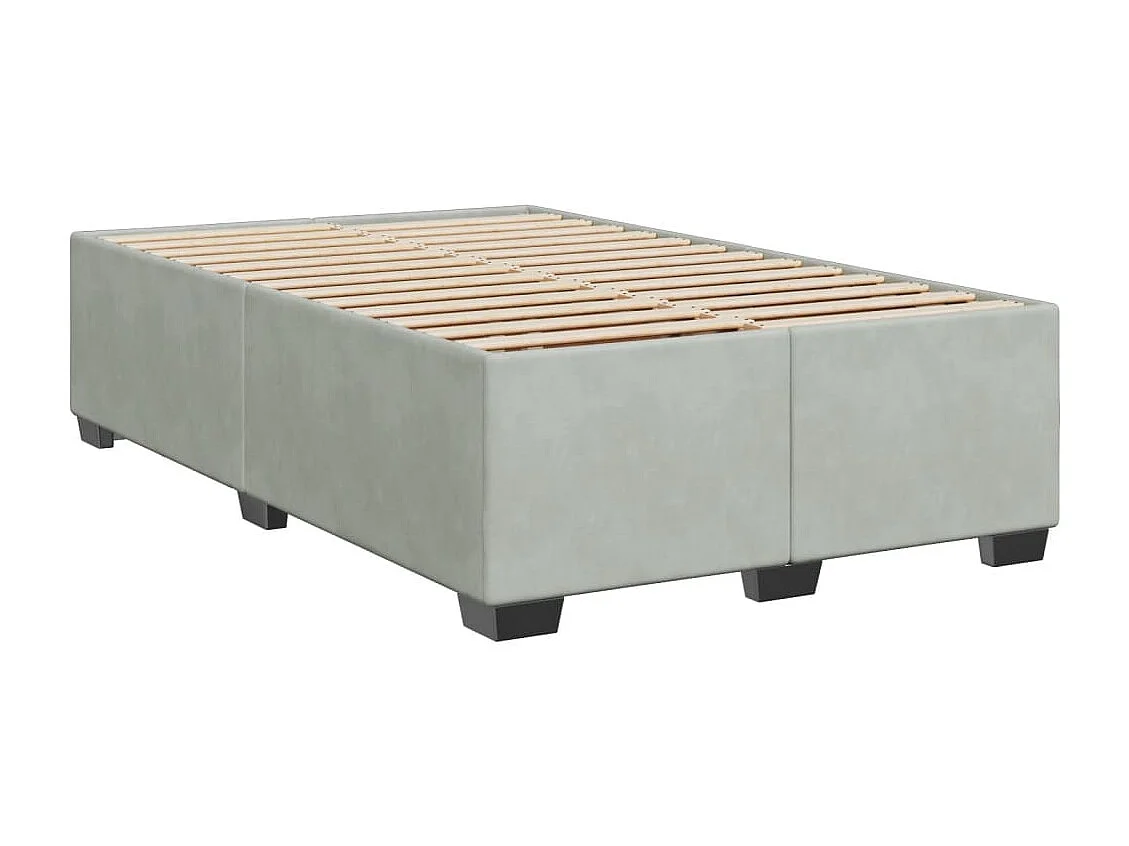 Cama box spring con colchón terciopelo gris claro 120x200 cm