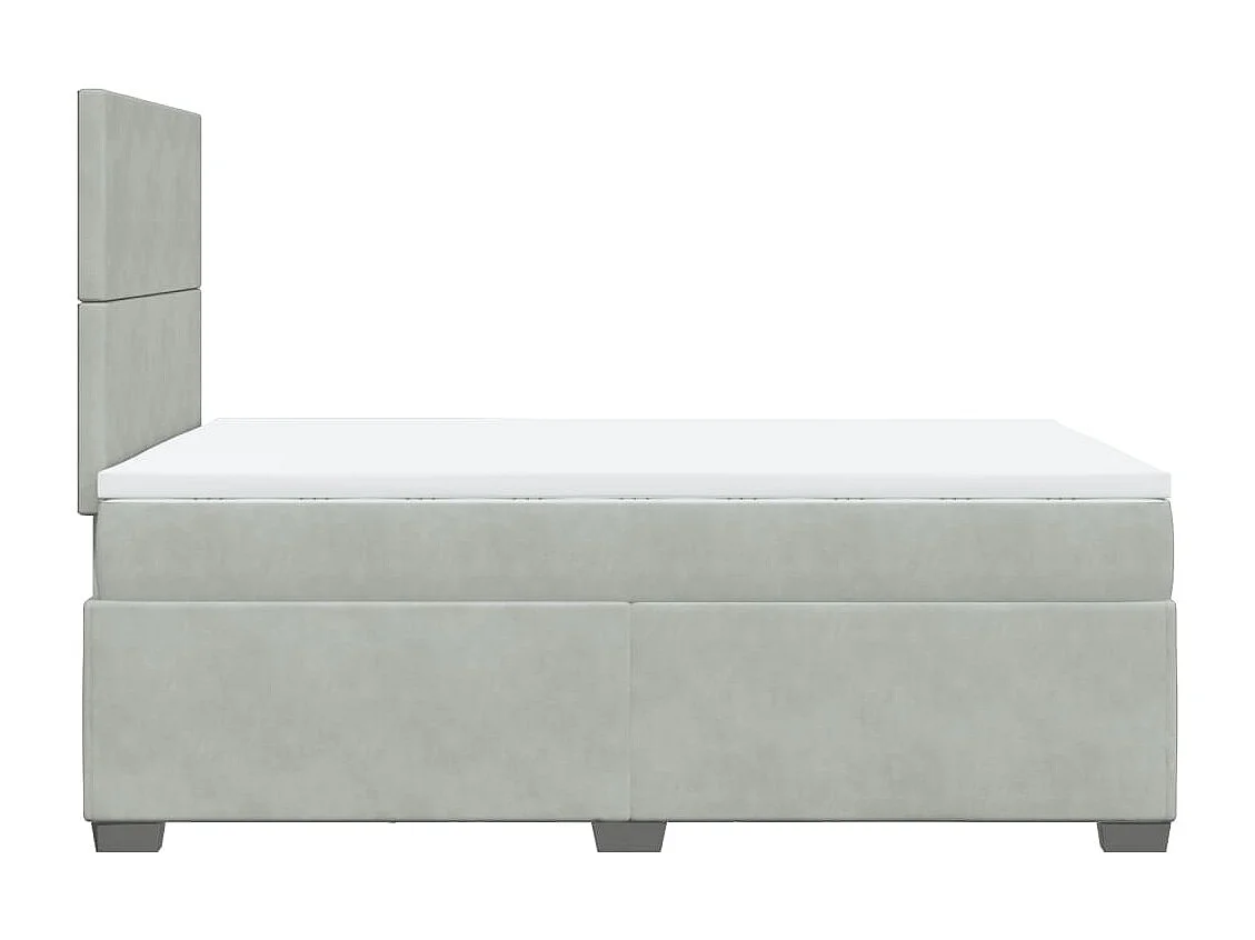 Cama box spring con colchón terciopelo gris claro 120x200 cm