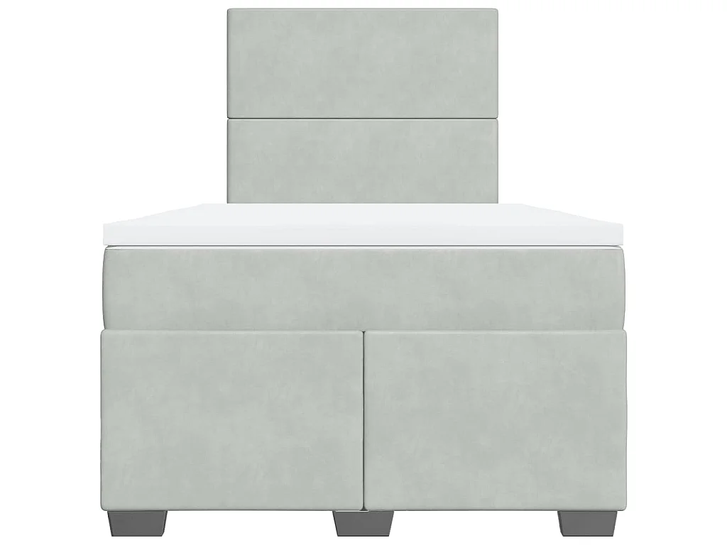 Boxspring met matras fluweel lichtgrijs 120x200 cm