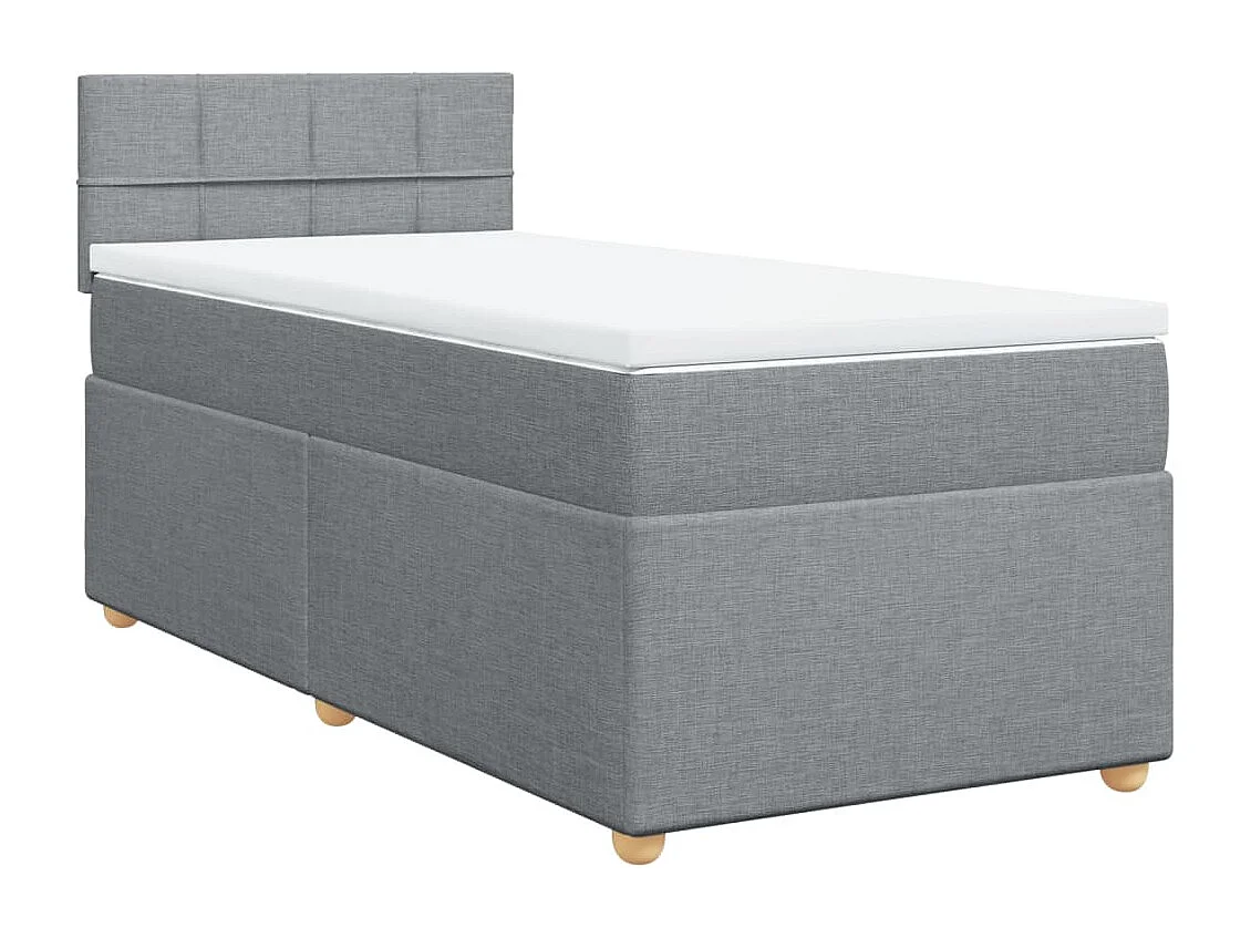 Cama box spring con colchón tela gris claro 90x200 cm