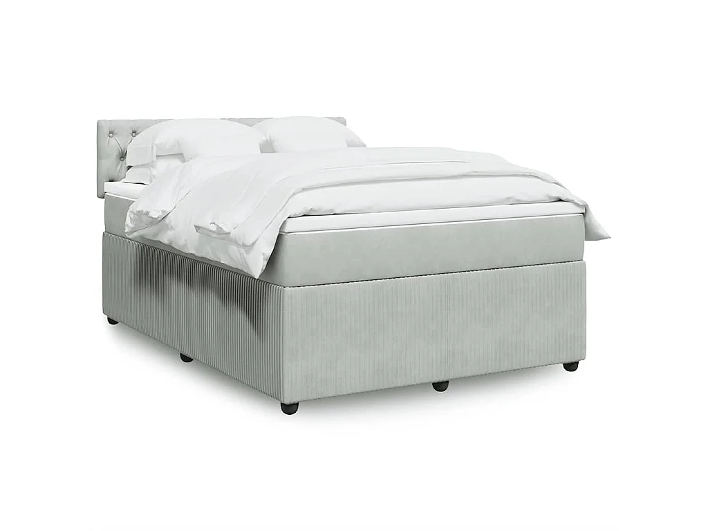 Boxspringbett mit Matratze Hellgrau 140x200 cm Samt
