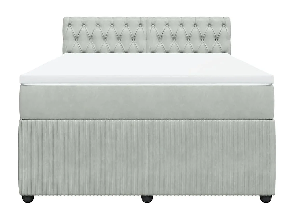 Boxspringbett mit Matratze Hellgrau 140x200 cm Samt