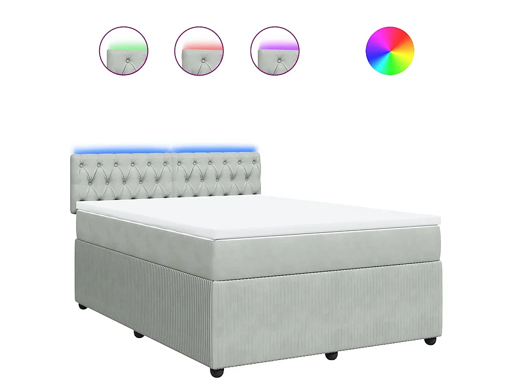 Sommier à lattes de lit et matelas Gris clair 140x200cm Velours