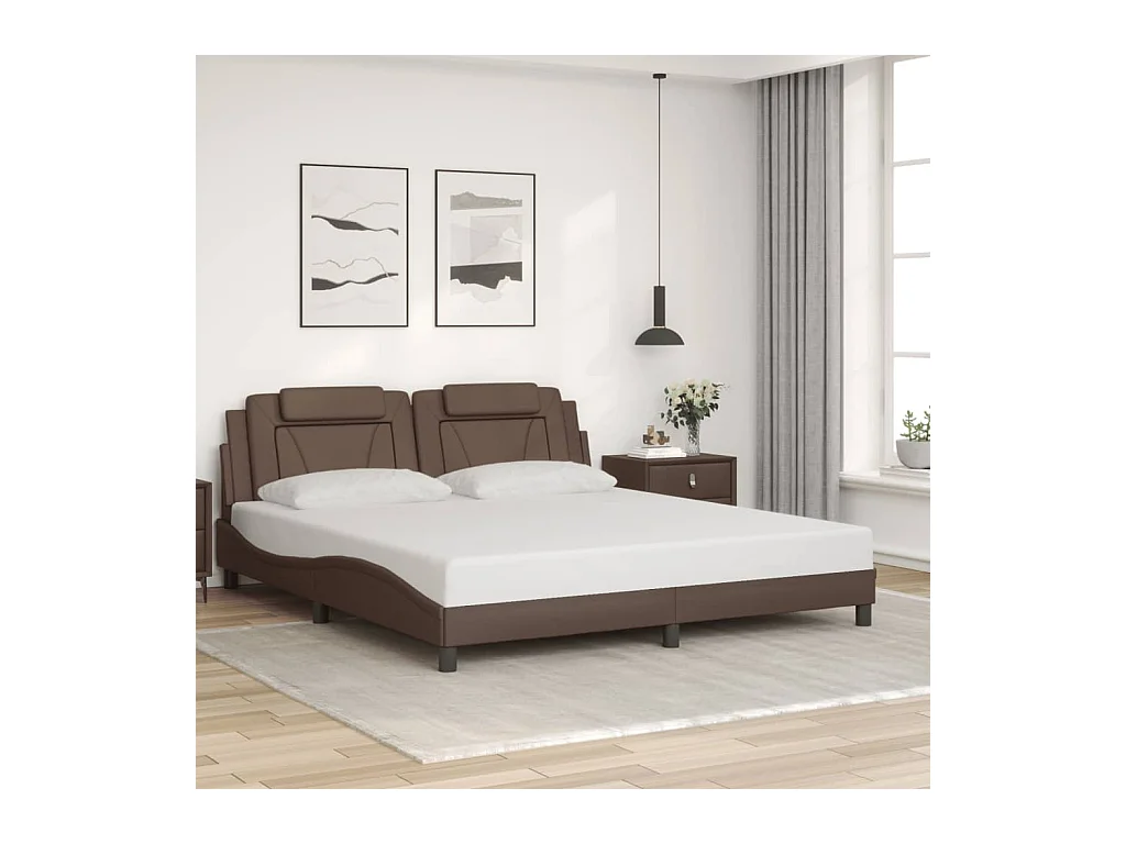 Cadre de lit sans matelas marron 180x200 cm similicuir