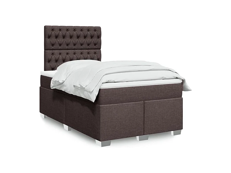 Boxspring met matras stof donkerbruin 120x200 cm