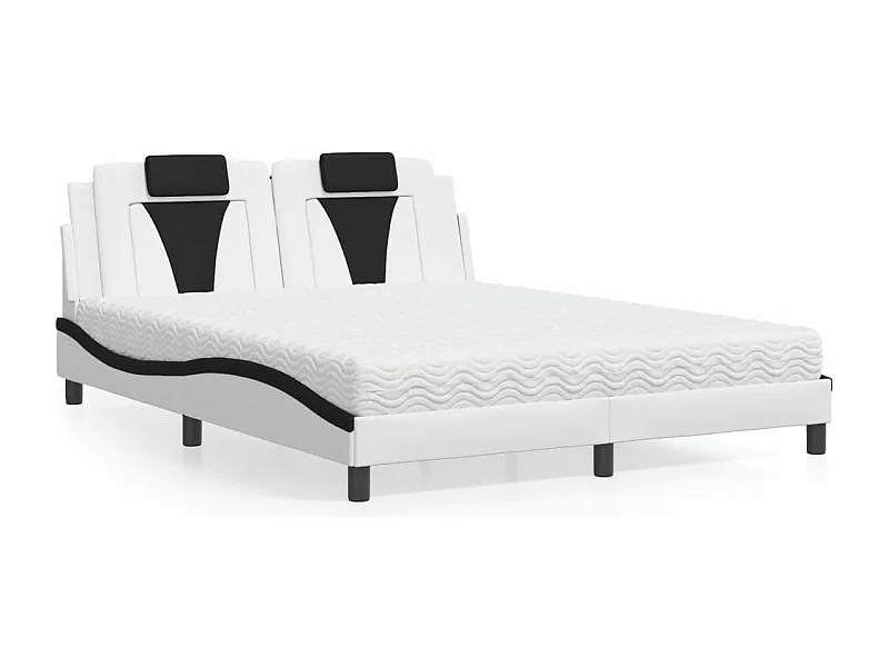 Bett "Viana" mit Matratze Weiß und Schwarz 160x200 cm Kunstleder