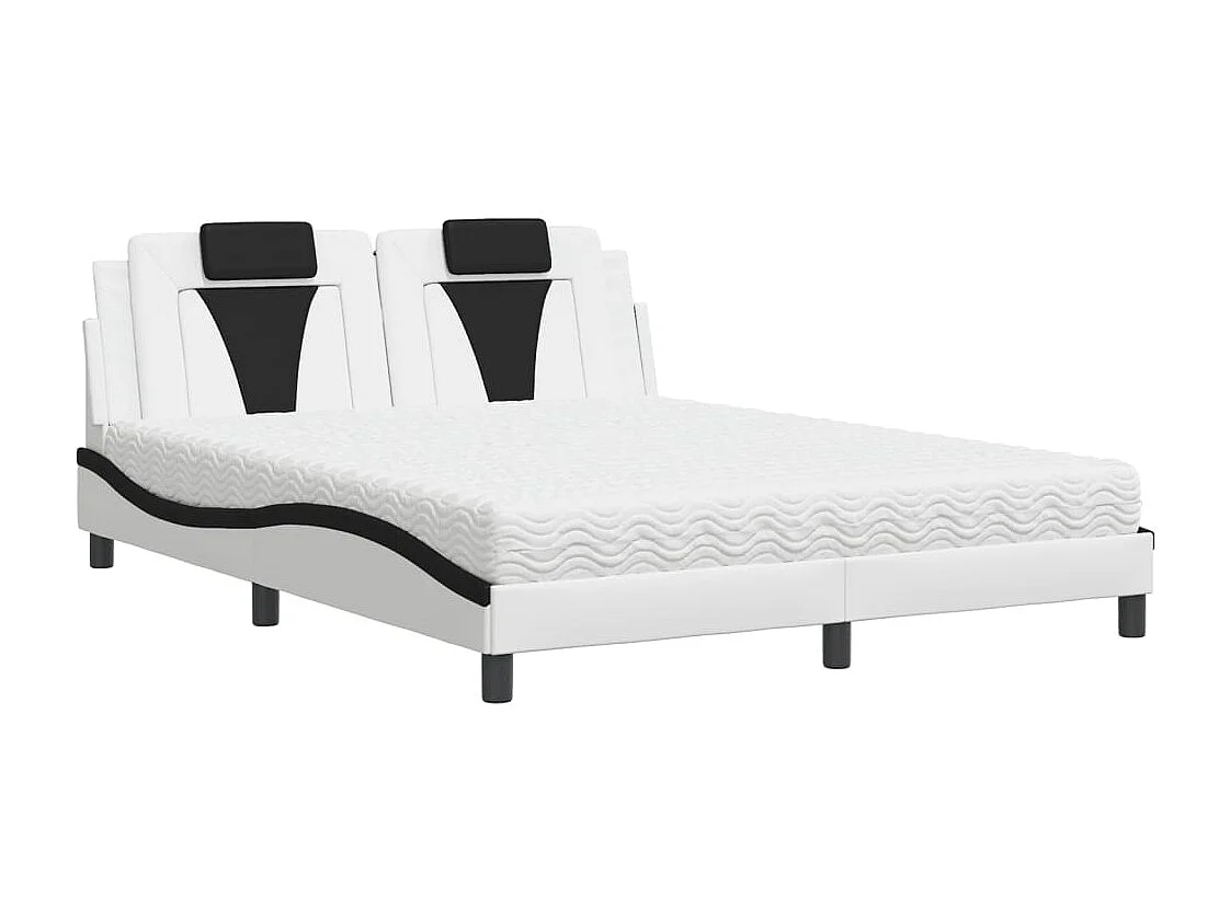 Letto Viana con Materasso Bianco e Nero 160x200cm Similpelle
