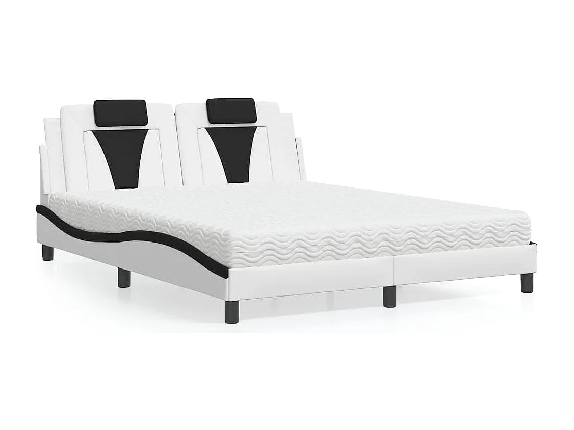 Letto Viana con Materasso Bianco e Nero 160x200cm Similpelle