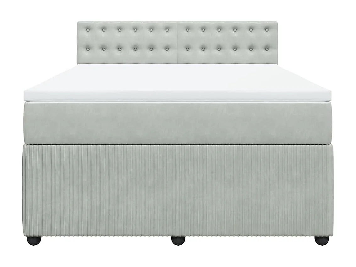 Boxspring met matras fluweel lichtgrijs 140x200 cm