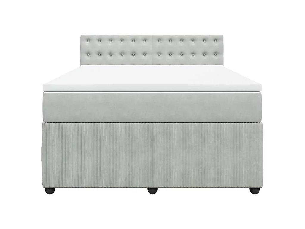 Cama box spring con colchón terciopelo gris claro 140x200 cm