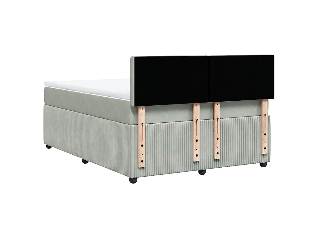 Cama box spring con colchón terciopelo gris claro 140x200 cm