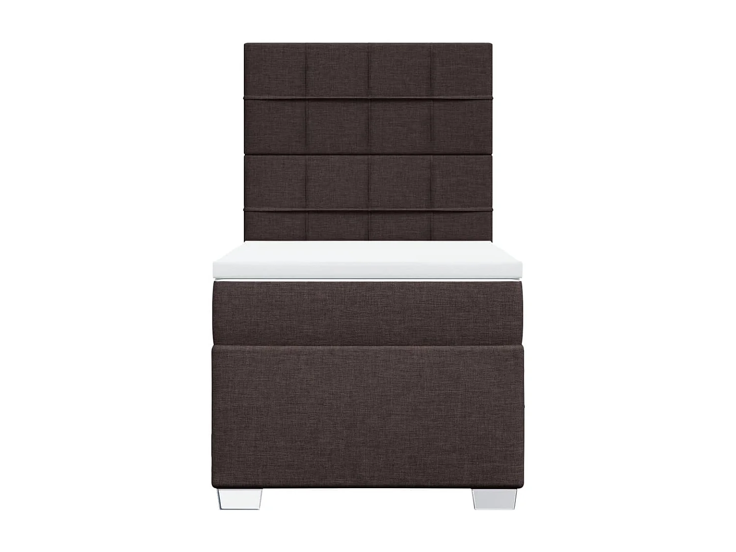 Cama box spring con colchón tela marrón oscuro 100x200 cm