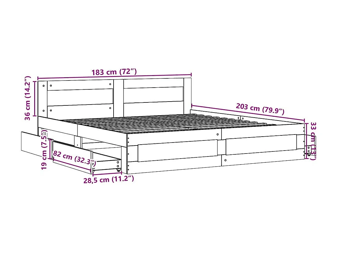 Bettgestell mit Kopfteil Grau Sonoma 180x200 cm Holzwerkstoff