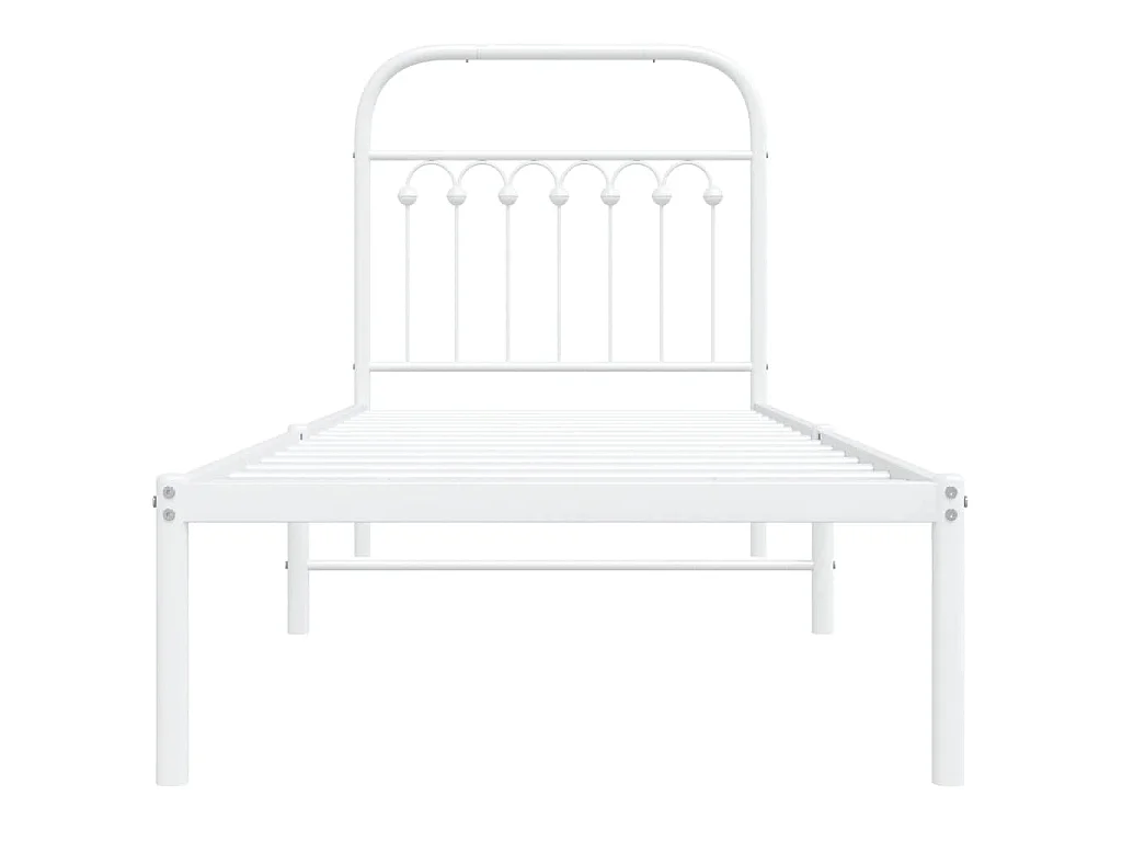 Cadre de lit métal sans matelas avec tête de lit blanc 80x200cm