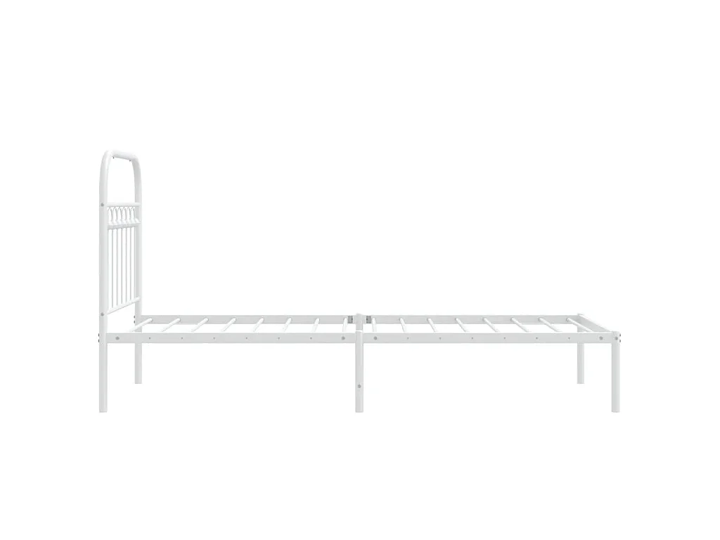 Cadre de lit métal sans matelas avec tête de lit blanc 80x200cm