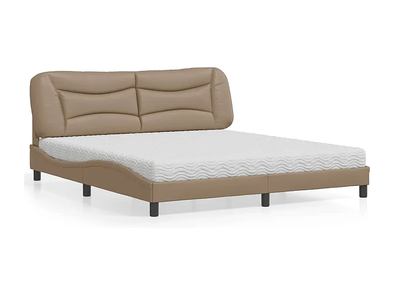 Bed met matras "Hvar" kunstleer cappuccinokleurig 180x200 cm