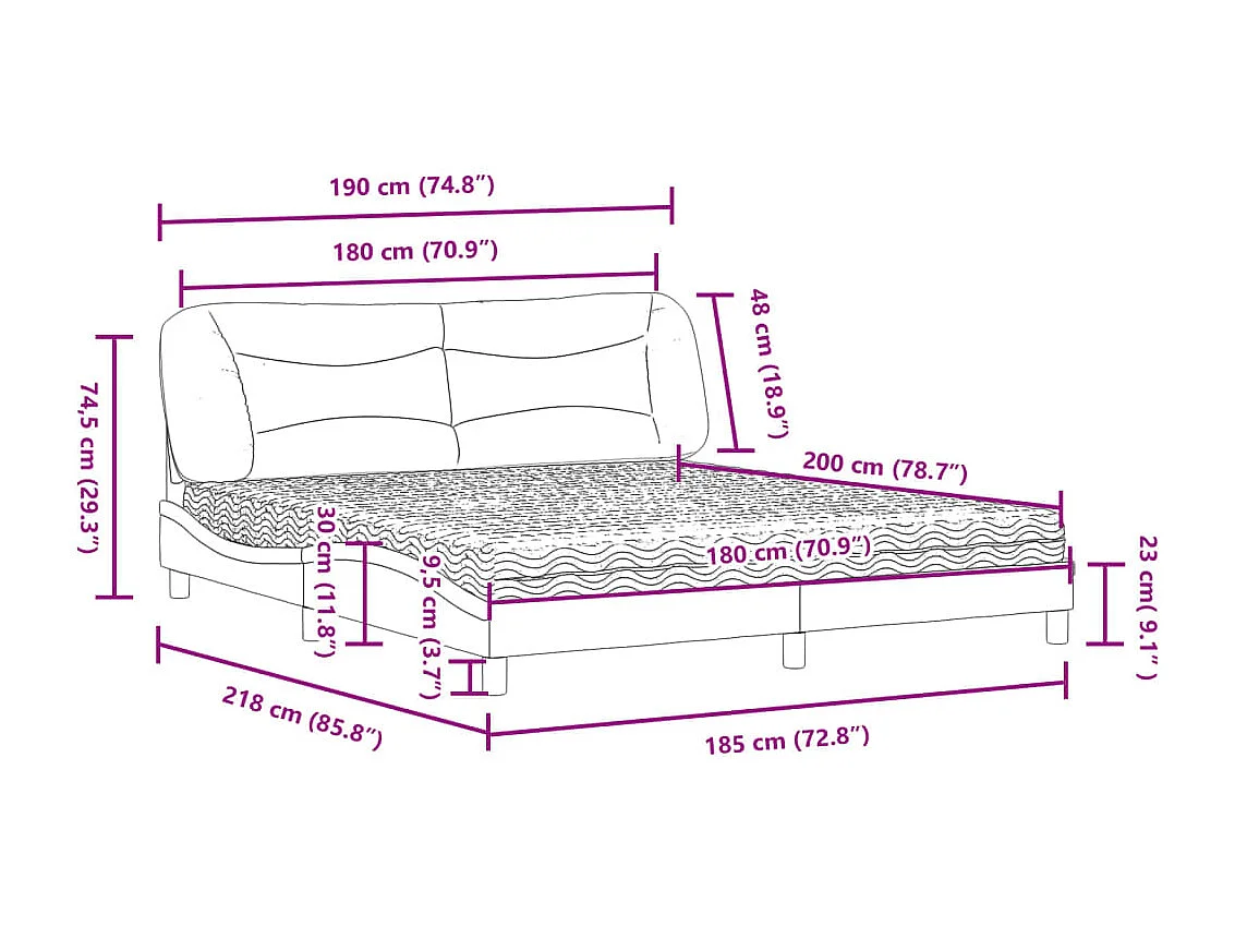 Bett mit Matratze "Hvar" Cappuccino-Braun 180x200 cm Kunstleder