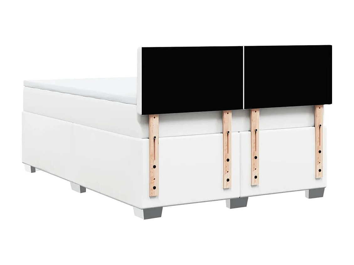 Cama com molas/colchão 140x200 cm couro artificial branco