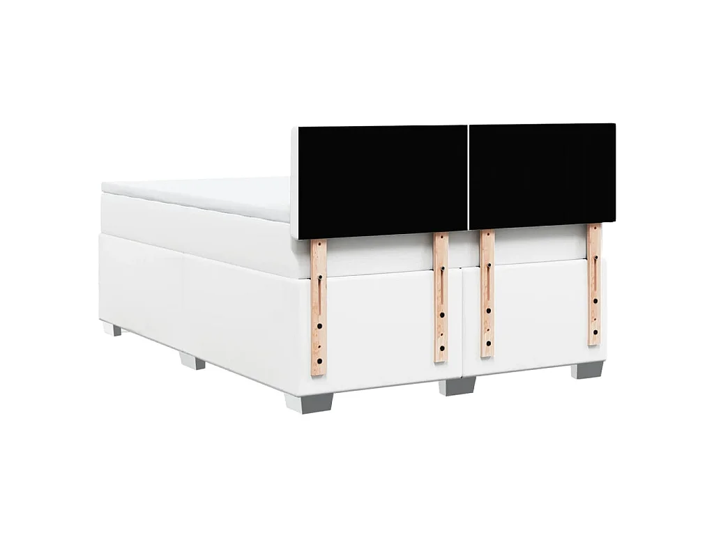 Sommier à lattes de lit avec matelas Blanc 140x200cm Similicuir