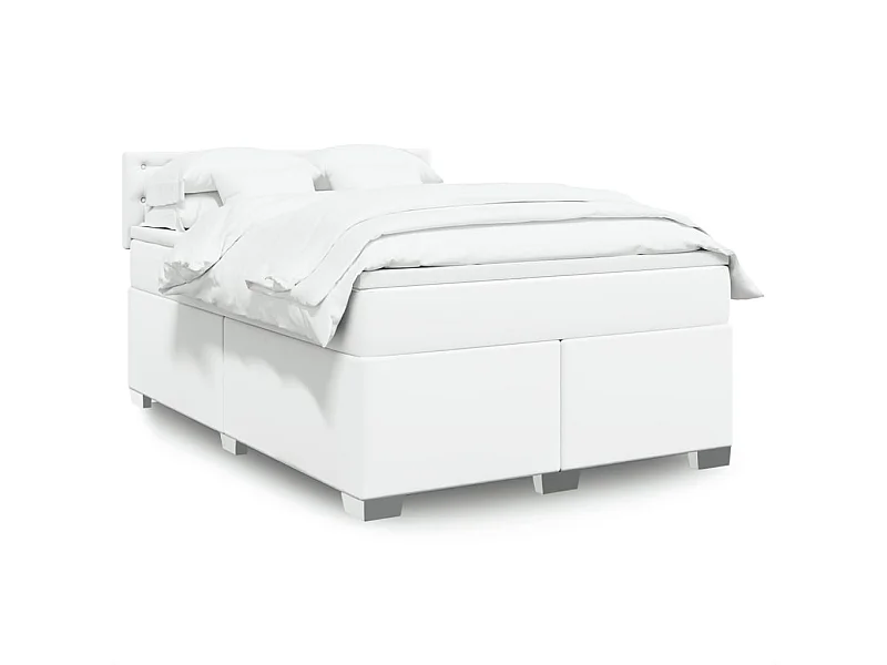 Sommier à lattes de lit avec matelas Blanc 140x200cm Similicuir