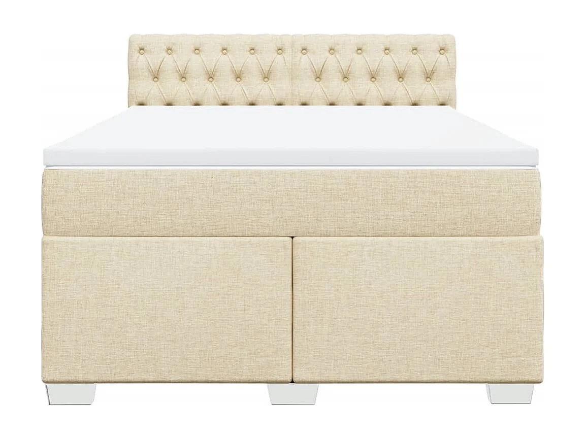 Sommier à lattes de lit avec matelas Crème 140x200 cm Tissu