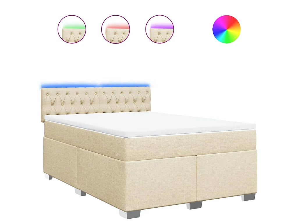 Boxspringbett mit Matratze Creme 140x200 cm Stoff