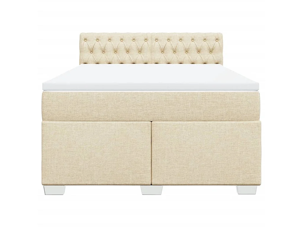 Boxspringbett mit Matratze Creme 140x200 cm Stoff