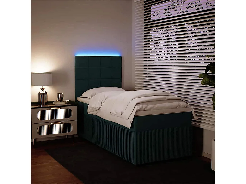 Boxspringbett mit Matratze Dunkelgrün 100x200 cm Samt