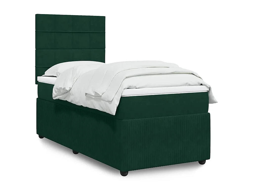Boxspringbett mit Matratze Dunkelgrün 100x200 cm Samt