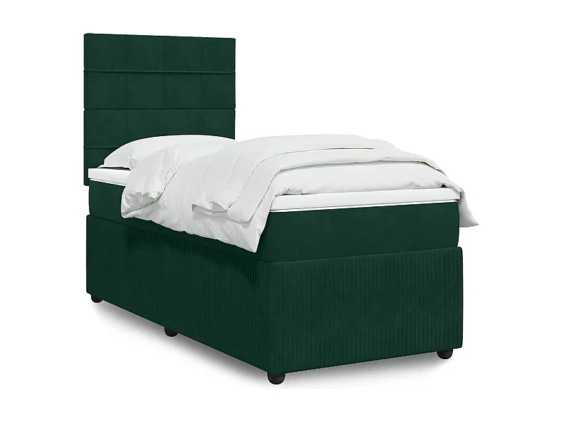 Sommier à lattes de lit avec matelas Vert foncé 100x200 cm