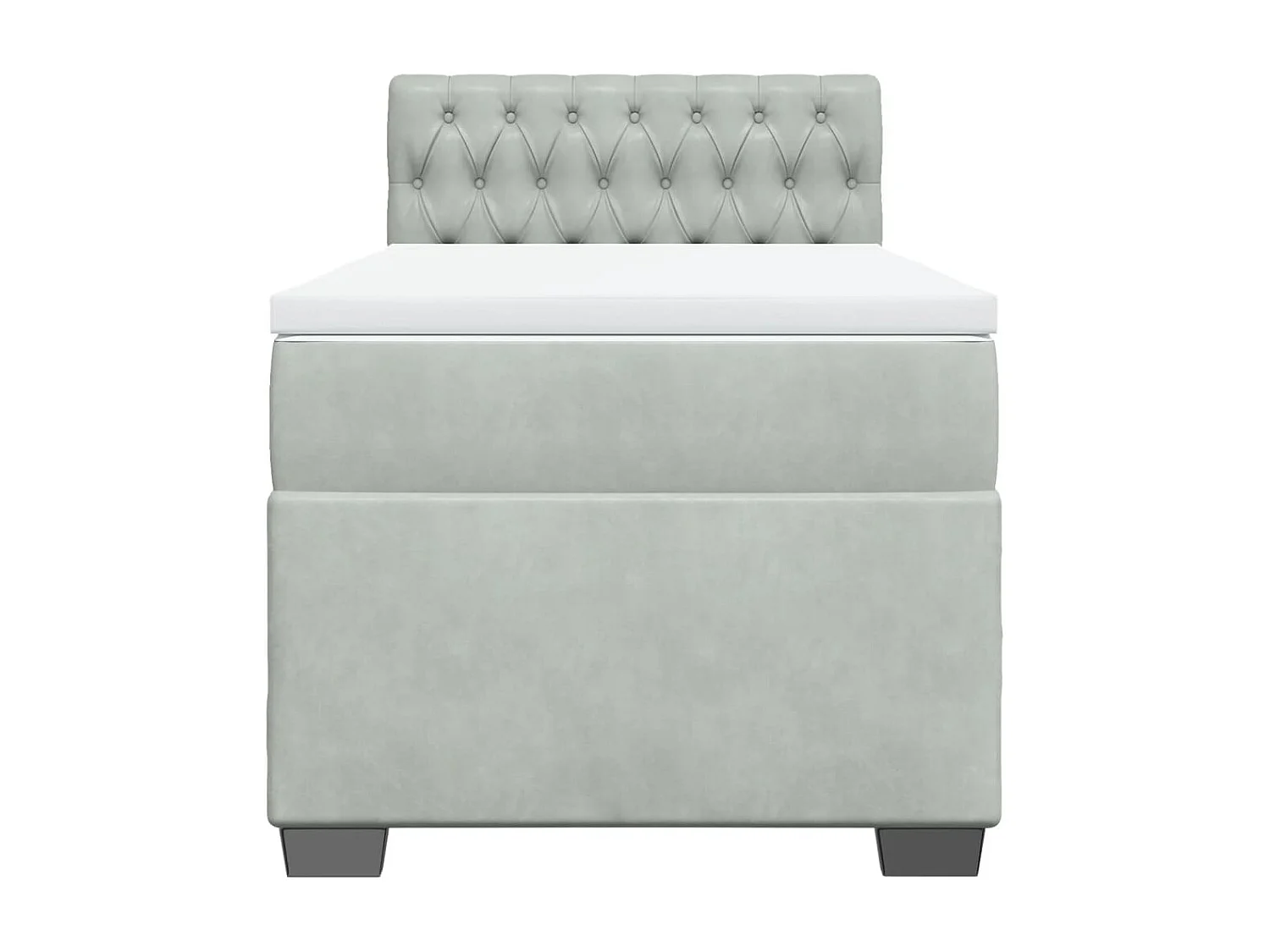 Cama box spring con colchón terciopelo gris claro 90x190 cm
