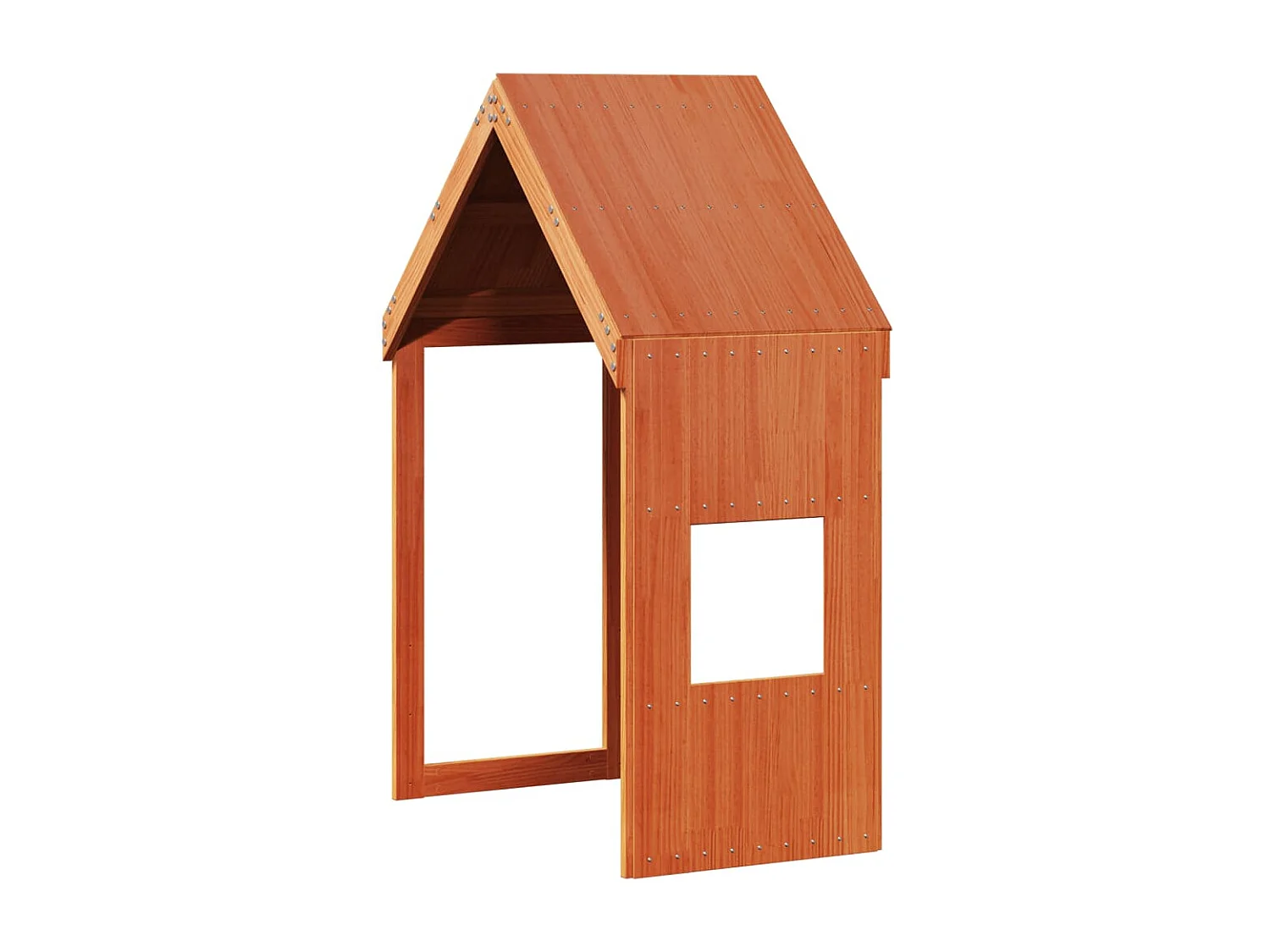 Hochbett mit Dach Wachsbraun 90x190 cm Massivholz Kiefer