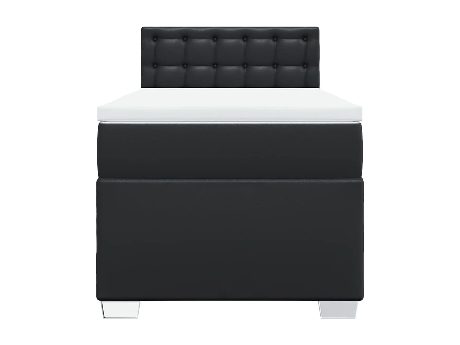 Cama box spring con colchón cuero sintético negro 100x200 cm